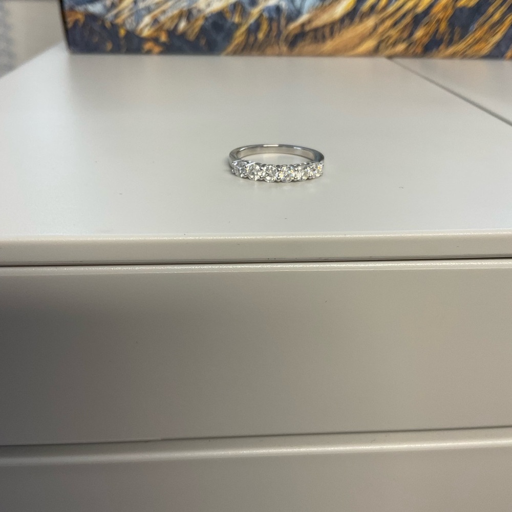 .925 Silver Band with Moissanite Stones